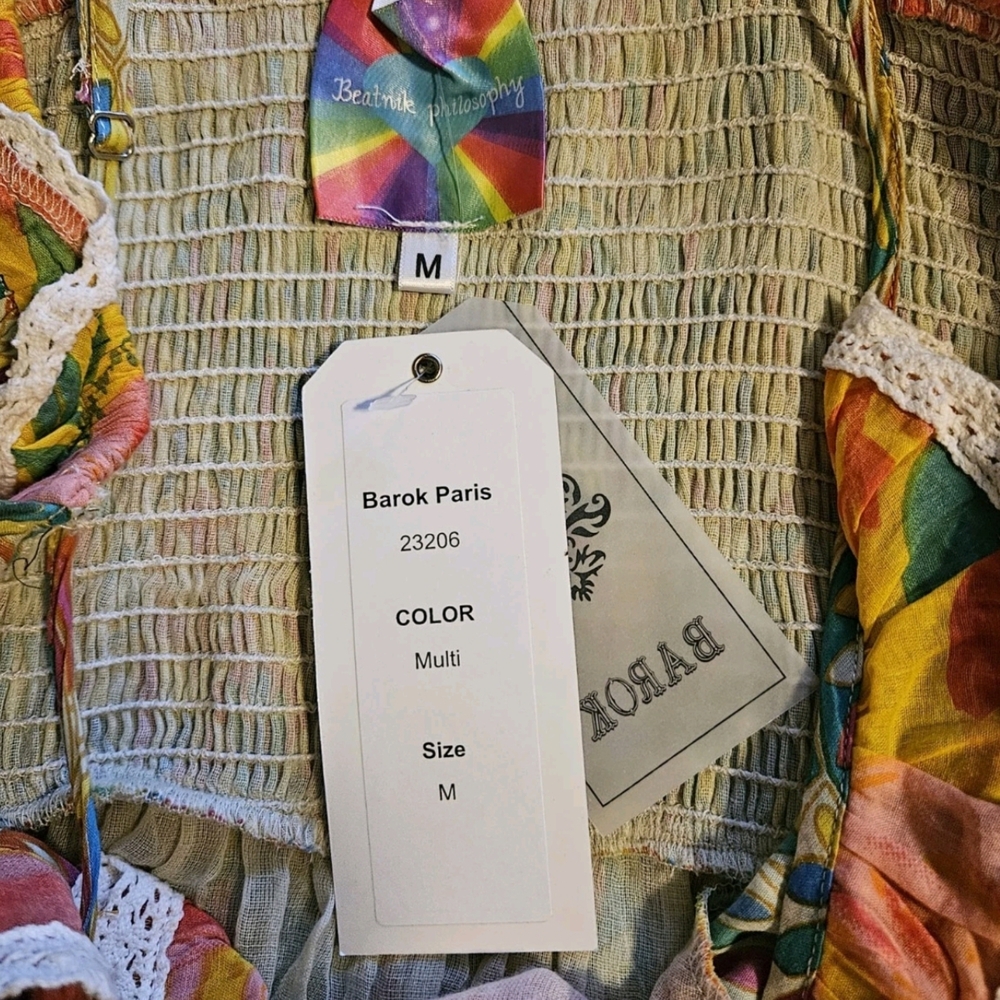 NWT- Beatnik Philosophy Colorful Mirrored Tiered Dress-Size Medium - Picture 5 of 17